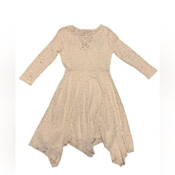 Lovposh Mini Dress Asymmetrical Lace Long Sleeve Fairycore Size Small - Picture 1 of 7